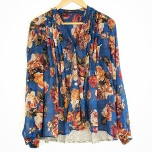 COPY - Hazel Women's Plaid Floral Lace Flowy Top Size M